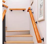 Metal Stair & Wooden Railing Set Adjustable Indoor/Outdoor Stair Railing System for Concrete Steps 9.8ft Length Easy Installation Customizable Design
