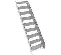Metal Staircase 9 Section Adjustable Height 60cm / 600mm Wide Galvanised Steel Silver 9 Steps Weatherproof Grate Step Outdoor Garden Patio Modular Stairs 5mm Rod Thickness FREE Fixing Kit