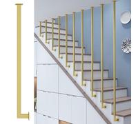 Metal Staircase Balustrade Posts & Spindles - 2ft Square Banister Columns for Hallways Foyers & Decks - Stylish Home Decor & Safety Guard (Gold 1 Pack H-0.6m)