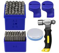 Metal Stamping Kit, Complete Jewelry Making Stamping Tools with 6mm Font Uppercase, Number Punches & 3mm Lowercase Letter, Metal Stamping Jig, Hammer and Steel Bench Block(68pcs 6mm+3mm)