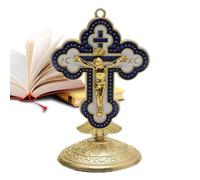 Metal Standing Christian Decor, Christmas Tabletop Sculpture, Stable Base Religious Ornament, Indoor Bedside Accent, Desk Bookshelf Display, Faith-Inspired Craft, Christian Home Accessory 5.5x8.5cm