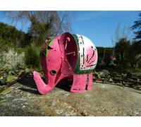 Metal Standing Pink Elephant Tea Light Candle Holder