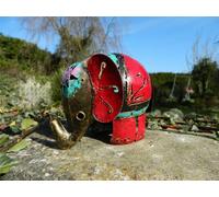 Metal Standing Red Elephant Tea Light Candle Holder