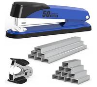 Metal Stapler Heavy Duty 50 Sheet Capacity with 1750 Staples and Staple Remover, Full Strip Staplers for Desk, No Jam, Non-Slip for Office & Classroom, Blue
