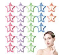 Metal Star Hair Clips, Small Stars Hair Clips - Colourful Star Hair Clip | 20 x Star Hair Clips, Snap Star Hair Clips, Pretty Metal Star Clips for Women