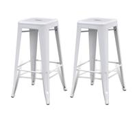 Metal Steel Bar Chair High Chairs Bar Stools Home Bar Square 2 pcs White