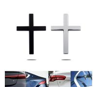 Metal Sticker with Jesus Christ on The Cross, Alloy 3D Individual Car Cross Badge Stickers, Self Adhesive Scratch Covering Auto Emblem Decal for Trunk Tailgate Side Fender(Black+Silver)