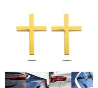 Metal Sticker with Jesus Christ on The Cross, Alloy 3D Individual Car Cross Badge Stickers, Self Adhesive Scratch Covering Auto Emblem Decal for Trunk Tailgate Side Fender(Gold*2)