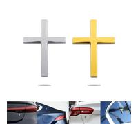 Metal Sticker with Jesus Christ on The Cross, Alloy 3D Individual Car Cross Badge Stickers, Self Adhesive Scratch Covering Auto Emblem Decal for Trunk Tailgate Side Fender(Silver+Gold)