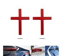 Metal Sticker with Jesus Christ on The Cross, Alloy 3D Individual Car Cross Badge Stickers, Self Adhesive Scratch Covering Auto Emblem Decal for Trunk Tailgate Side Fender(Red*2)