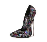 Metal Stiletto Heels Pole Dance Shoes for Women/Men/Unisex - Stage Performance High Heels 6.3 Inch Extra Tall,Black,8 UK