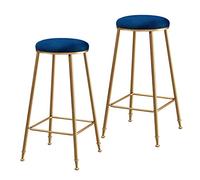 Metal Stool Indoor Stackable Barstools Velvet Round Top Bar Stools Set of 2-65/75cm (Blue,65cm)