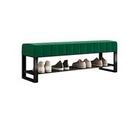 Metal Storage Bench with Upholstered Seat, Multifunctional Shoe Rack for Entryway, Living Room, Office, or Store (Width 47.2/120cm, Green)