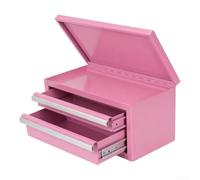 Metal Storage Box Organiser with 3 Drawers, Heavy Duty Steel Tool Chest for Workshop Small Parts, Portable Tackle Case for Fishing or Makeup, Black Pink(pink)