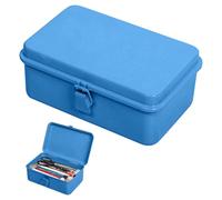 Metal Storage Box with Lid 20x13x8cm Iron Scrapbook Stamps Container Rectangular Empty Tool Box Portable Storage Organizer for Pegs, Metal Fittings, Pens, Stationary, Office, Sewing Supplies