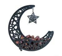 Metal Storage Container with Moon Shape Contour Designed for Consistent Performance and Harmonious Visual Blending in Homes (Black 19 * 6 * 22cm)