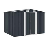 Metal Storage Shed Anthracite 257x205x178cm Galvanised Steel Double Sliding Door