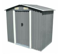 Metal storage shed Grey 204x132x186 cm Galv Steel Double Sliding Door 4 vents XL
