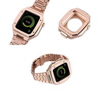 Metal strap+Case Compatible with Apple Watch band 8 7 45mm Stainless steel modified one-piece band For iWatch 6 5 4 SE 44mm Protective Cover