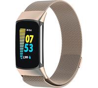 Metal Strap Compatible with Fitbit Charge 6/Fitbit Charge 5 Strap for Men Women - Magnetic Clasp Stainless Steel mesh Loop Adjustable Metal Band Replacement for Charge 6/Charge 5 (Champagne Gold)