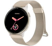 Metal Strap for Garmin Venu Sq/Sq 2 Music, Vivoactive 5/3, Forerunner 55/645/245 - 20mm Stainless Steel Replacement Band With Enhanced Magnet (Champagne)