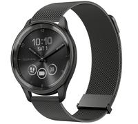 Metal Strap for Garmin Vivomove 3/HR/LUXE/Sport/Trend - 20mm Stainless Steel Bracelet Replacement Band With Enhanced Magnet (Black)
