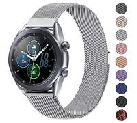 Metal Strap for Samsung Galaxy Watch 3 45mm / Gear S3 Frontier / S3 Classic, 22mm Metal Strap with Enhanced Magnet for Huawei Watch/GalaxyWatch 46mm (22mm, Silver)