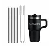 Metal Straw Replacement for Stanley Quencher ProTour Flip Tumbler 14oz/20oz,4 Pack Stainless Steel Drinking Straw with Cleaning Brush for Stanley Quencher ProTour 14oz/20oz Cup