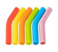 Metal Straw Silicone Tips, 6Pcs 8mm Reusable Silicone Straw Tips,Food Grade Rubber Metal Straws Tips Covers,Replacement Straw Extender Tip Silicone Straw Elbows Tips Fit for 8-10mm Diameter Straws
