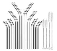 Metal Straws 16-Pack Reusable Drinking Straw Eco-Friendly Metal Straws Stainless Steel Straws Long Short Tube for Bar Cocktail Water Bottle Reusable Straw (Color : 16Pcs Bent)
