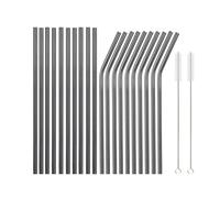 Metal Straws 20pcs 6 * 215mm Reusable Metal Straws Set 304 Stainless Steel Drinking Straw Cocktail Party Favor Bar(Color10)