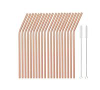 Metal Straws 20pcs 6 * 215mm Reusable Metal Straws Set 304 Stainless Steel Drinking Straw Cocktail Party Favor Bar(Color18)