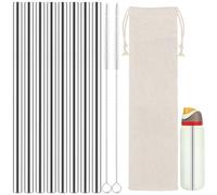 Metal Straws for Owala FreeSip 40oz, 8Pcs 23.5cm Replacement Reusable Stainless Steel Straw with 2 Brush and 1 Pouch, Accessories for Owala Freesip Insulated Stainless Steel Water Bottle 40oz