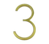 Metal street number， 125mm Golden Floating Modern House Number Satin Brass Door Home For House Digital Outdoor Sign Plates 5 In. #0-9 Front Door Numbers(125MM-5 IN. HOUSE NUMBER 3)