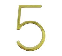 Metal street number， 125mm Golden Floating Modern House Number Satin Brass Door Home For House Digital Outdoor Sign Plates 5 In. #0-9 Front Door Numbers(125MM-5 IN. HOUSE NUMBER 5)