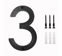 Metal street number， 200mm/8 In Floating House Number ABS Black Relief Numbers Address Sign 0-9 Letters Big Modern Door Plates Home Outdoor Numeros plaques(3)
