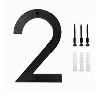 Metal street number， 200mm/8 In Floating House Number ABS Black Relief Numbers Address Sign 0-9 Letters Big Modern Door Plates Home Outdoor Numeros plaques(2)