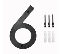 Metal street number， 200mm/8 In Floating House Number ABS Black Relief Numbers Address Sign 0-9 Letters Big Modern Door Plates Home Outdoor Numeros plaques(6)