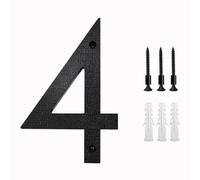 Metal street number， 200mm/8 In Floating House Number ABS Black Relief Numbers Address Sign 0-9 Letters Big Modern Door Plates Home Outdoor Numeros plaques(4)