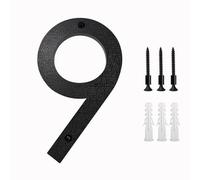 Metal street number， 200mm/8 In Floating House Number ABS Black Relief Numbers Address Sign 0-9 Letters Big Modern Door Plates Home Outdoor Numeros plaques(9)