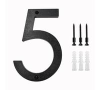 Metal Street Number， 200mm/8 in Floating House Number ABS Black Relief Numbers Address Sign 0-9 Letters Big Modern Door Plates Home Outdoor Numeros plaques(5)