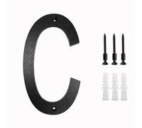 Metal street number， 200mm/8 In Floating House Number ABS Black Relief Numbers Address Sign 0-9 Letters Big Modern Door Plates Home Outdoor Numeros plaques(C)