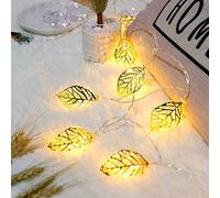 Metal String Lights, 3M 20 LEDs Golden Metal Leaf Light USB Powered Diamond Fairy String Lights for Christmas Home Party Decoration