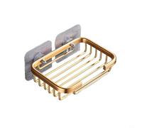 Metal Suction Soap Dish Holder for Bathroom Shower and Bath Aluminum Drain Case with Two Strong Suction Cups (Gold)