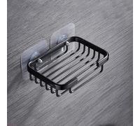 Metal Suction Soap Dish Holder for Bathroom Shower and Bath Aluminum Drain Case with Two Strong Suction Cups (Black)