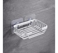 Metal Suction Soap Dish Holder for Bathroom Shower and Bath Aluminum Drain Case with Two Strong Suction Cups (Silver matte)