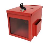 Metal Suggestion Box with 2 Keys Lockable Donation/Offering Box with Transparent Window Side Pocket Wall Mount or Tabletop Collection Box for Church Office & Events