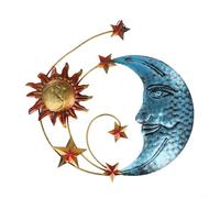 Metal Sun and Moon Wall Decor, 32x30cm Iron Celestial Star Art for Indoor Outdoor, Rustic Garden Patio Living Room Bedroom Home Decoration