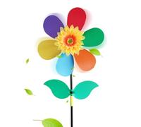 Metal Sunflowers Gardening, Garden Windmill | Mounting Stand Waterproof Windmill Rainbow Wind Chime for Indoors Children Outdoor Lawn Front Door