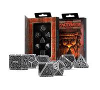 Metal Svetovid Polyhedral Dice Set Silver Black Q Workshop RPG